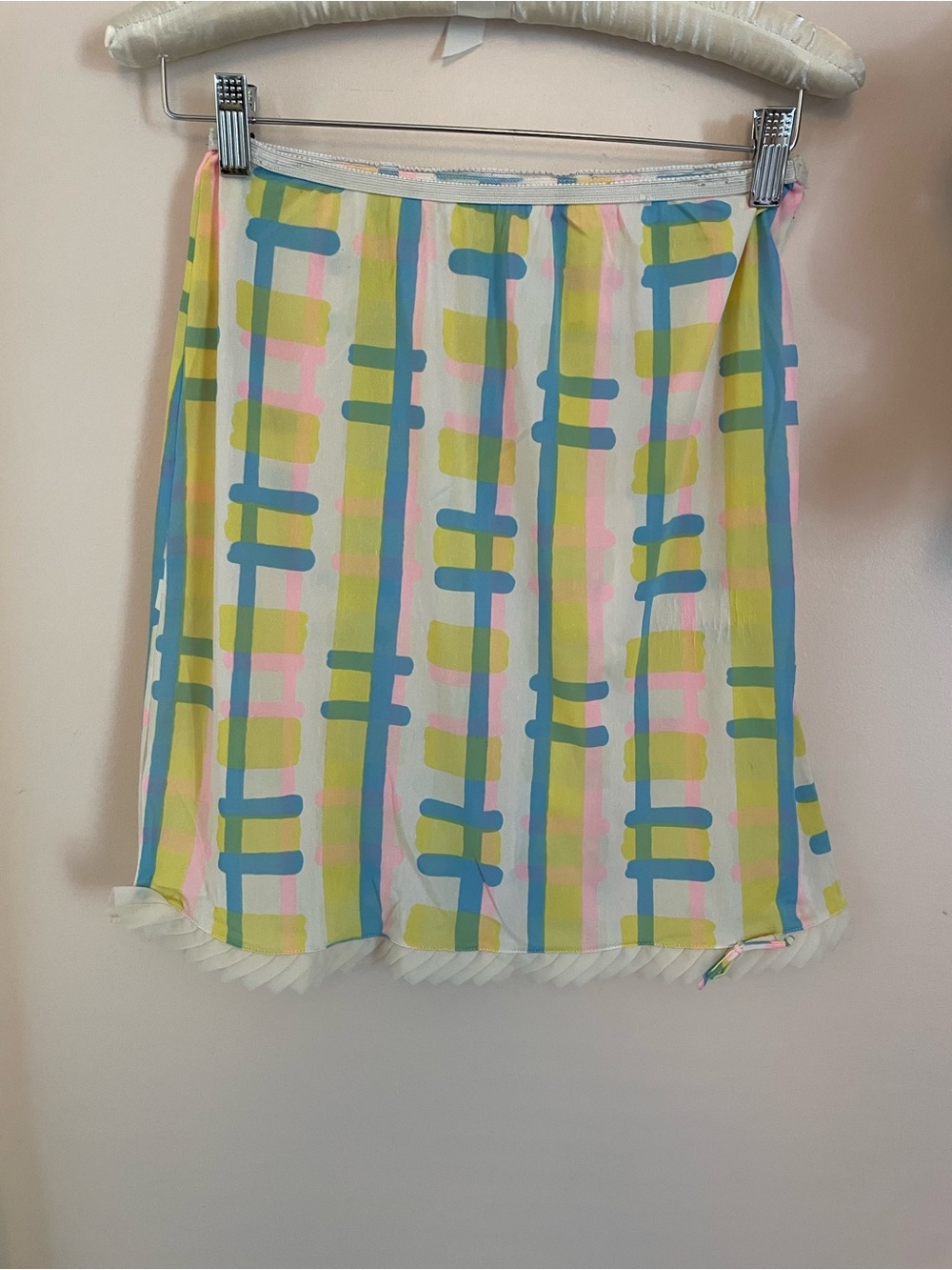 Pastel Stripe Print Mini Skirt Mod GoGo Andy Warhol Factory 1960s
